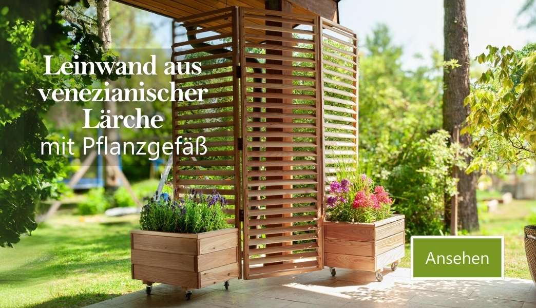 DE 1 Pflanzkübel mit Jalousienpaneel aus Lärchenholz Venetian
